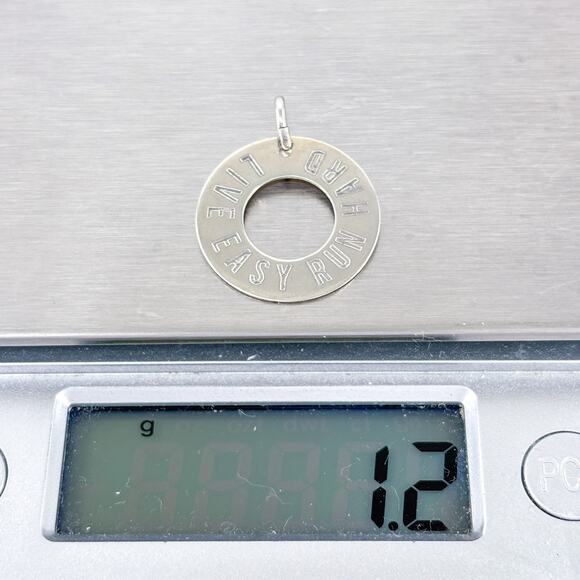 Live Easy Run Hard Disk Charm | Sterling Silver 925 | Inspirational Pendant - Picture 6 of 6